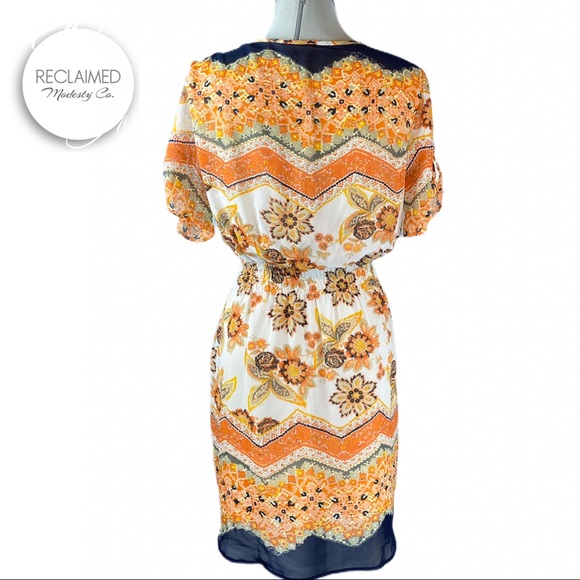 ENFOCUS Orange & Navy Spring Summer Dress - Picture 2 of 8